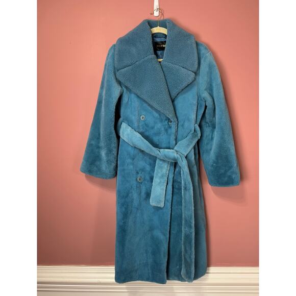 STINE GOYA Happy Faux Fur Jacket in Teal Blue XS - Picture 2 of 8